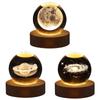 LED Crystal Ball Lamp Milky Way System Crystal Ball Glowing Solar System Crystal Ball with Wooden Base Glass Planet Nightlight