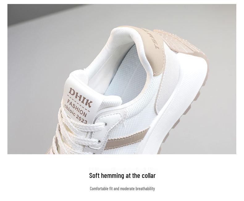BN007 Women's Height-Boost Travel Shoes 2024: Versatile, Breathable, White, Thick-Soled, Wear-Resistant.
