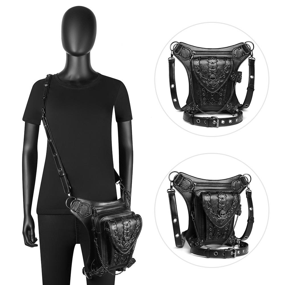 Torebka łańcuchowa dla kobiet, torba motocyklowa Steampunk Skeleton dla kobiet, torba podróżna na jedno ramię, torba biodrowa dla mężczyzn