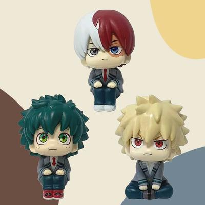 Mha Figurine Anime Mignonne Midoriya Izuku Figurine Bakugou Katsuki Figurine d'Action Regard vers le Haut Figurine Mini Jouet Mignon Poupée de Collection Cadeaux