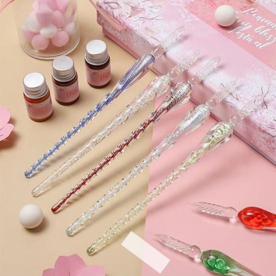 1 Set Glasstifte, Gewindespitze, waschbar, universeller Schüler-Tauchschreibstift, Schulbedarf