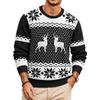 Christmas Floral Print Men's Crewneck Sweater, Casual Holiday Pullover
