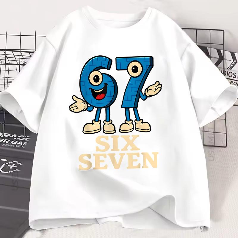 Unisex Women Fashion Gaming Meme T-Shirt Y2k Casual Tees Tops for Boys Girls Funny Six Seven 67 Brainrot Print Short Sleeve T Shirt