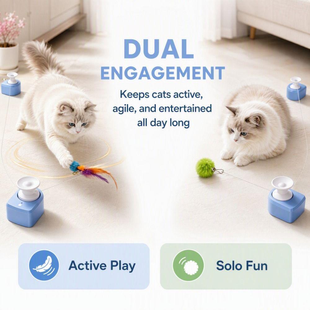 Automatic Cat Race Toy Wireless Interactive Cat Toy Funny Cat String Chasing Toy Indoor Cat Toy
