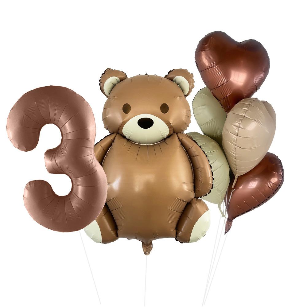 Matte Bear Aluminum Film Balloon Set Love Digital Children'S Birthday Party Decoration Decoration Bear Birthday Party