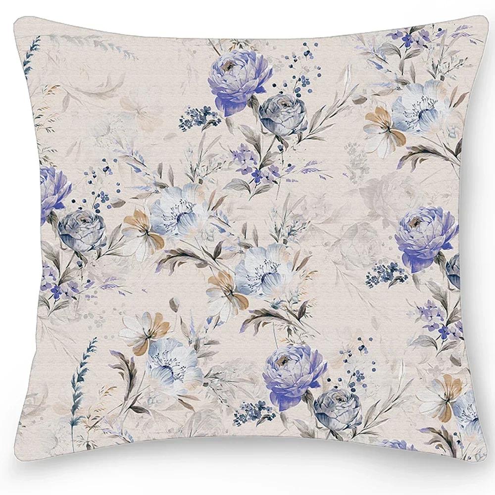 Home Pillowcase Car Sofa Cushion Cover Decor Luxurious Big Flower Printed Double Sided