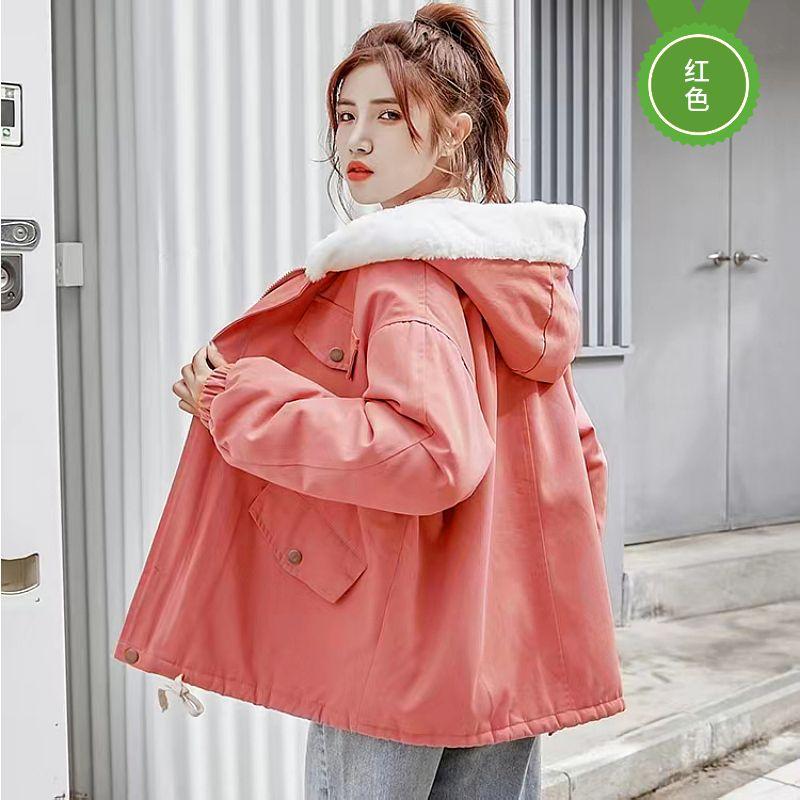 Women's Autumn/Winter Fleece-Lined Thickened Korean-Style Loose, Versatile, Casual and Stylish Lamb Wool Student Cotton Coat