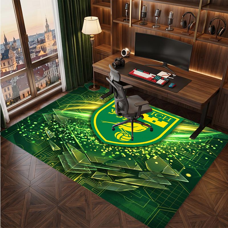 Norwich City Football Print Crystal Velvet Rug, Comfortable Water Absorbent Non Slip Indoor Floor Carpet