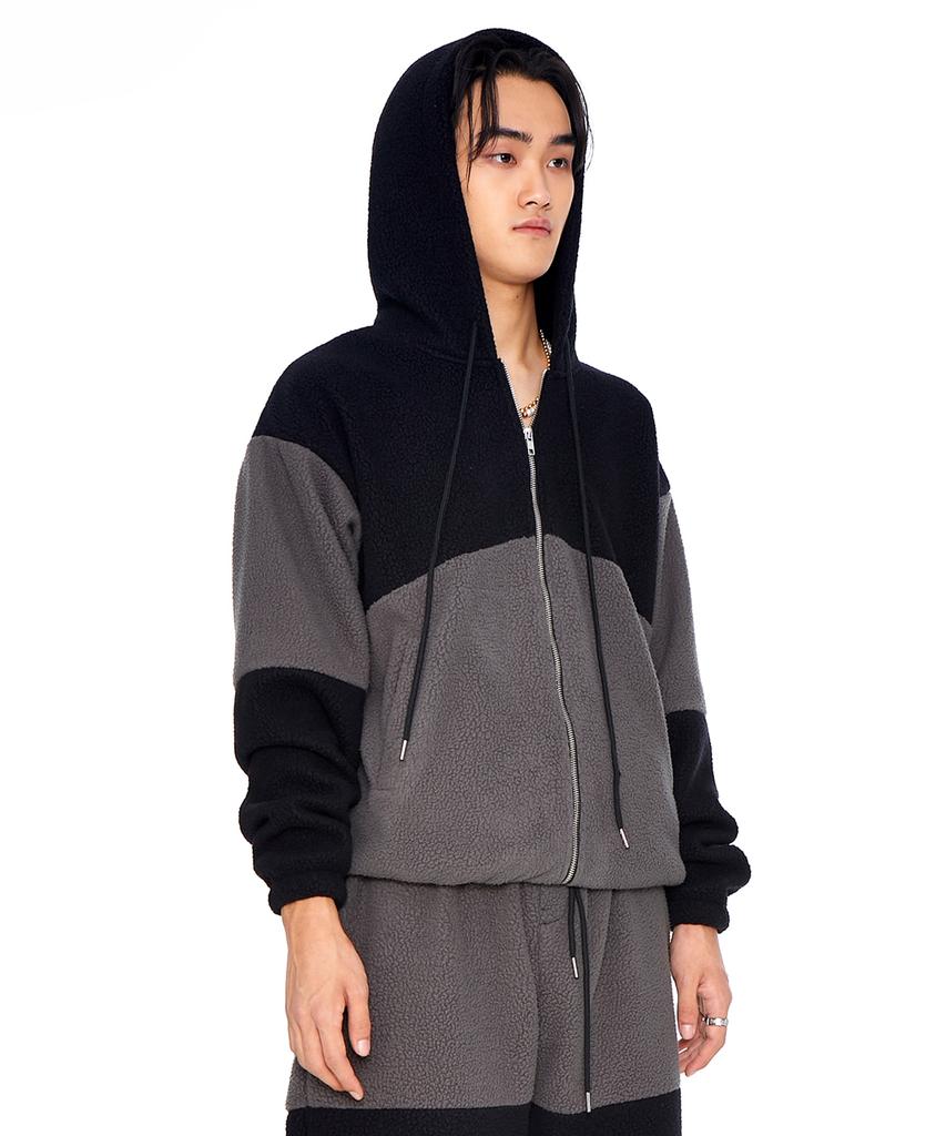 Eponym Color Block Fleece Hoodie_Black & Gray