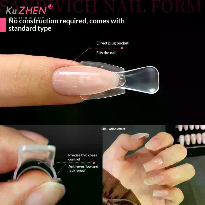60/240/300Pcs/Pack ABS Sandwich Dual Nail Forms 15 Size Oval Extension Dual Form No Paper Forms Needed For Easy Nail Extensions