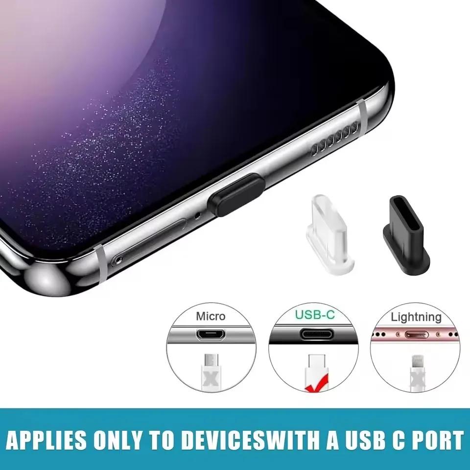 20-1PCS Type-C Dust Plugs Charging Port Protector Dustplug Universal Stopper Caps Silicone Anti-dust Cover for Mobile Phone IPad