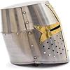 Kreuzritterhelm aus Messing | Mittelalterliche Ritterhelme aus Metall | PREMIUM-QUALITÄT mit angepasstem LEDER-INNENFUTTER