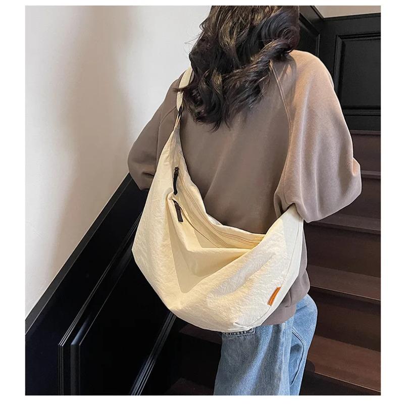 Casual Sports Large Capacity Women's Crossbody Bags Travel Lightweight Portable Ladies Shoulder Bag Solid Color Simple Girl Tote