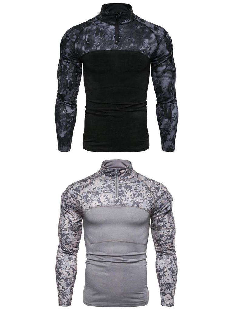 2023 Men's European Military Style Camouflage Long Sleeve Fitness T-shirt