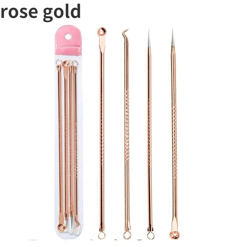 4pcs/set Stainless Steel Blackhead Comedone Acne Corrector Remover Extractor Skin Care Pore Cleaner Needles Remove Tools LM