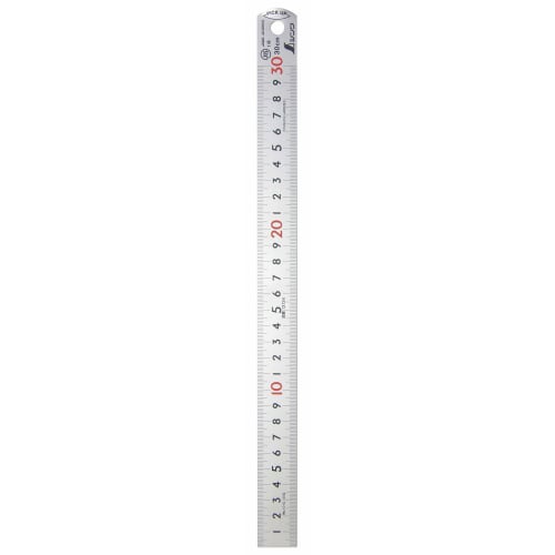Shinwa Sokutei Pickup Scale, Silver, cm Display, Upper and Lower Rows, 1mm Pitch, 30cm, JIS Class 1 with Red Numbers, 13134
