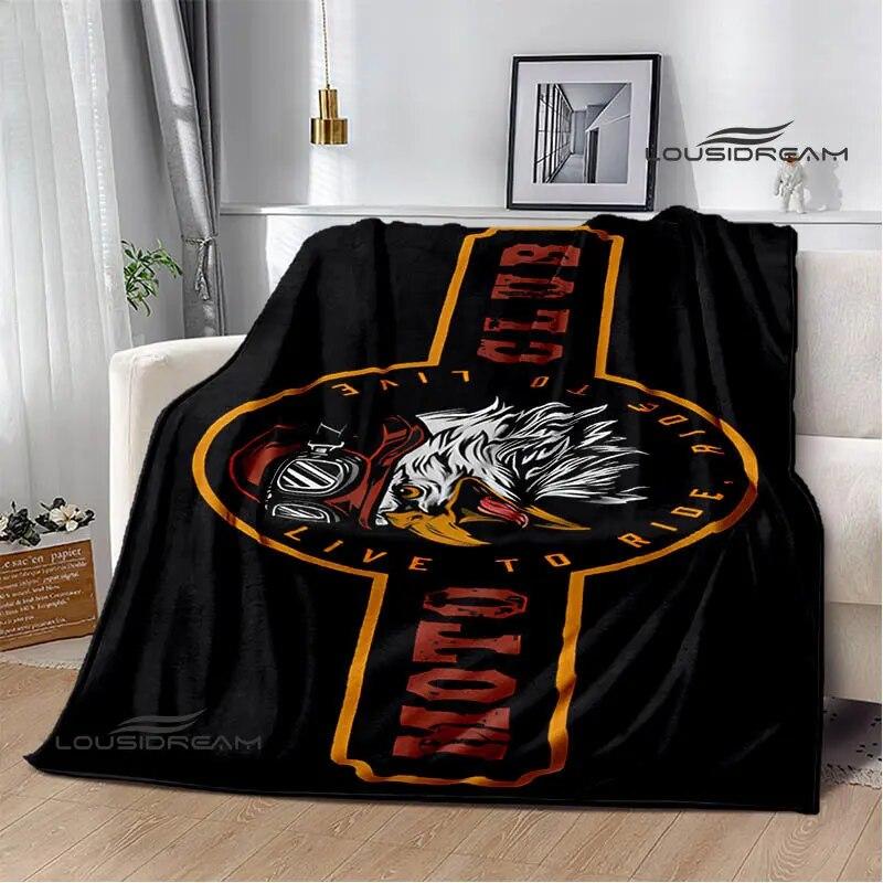 Motorcycle Retro Printing Blanket Flange Warm Blanket Soft and Comfortable Blanket Picnic Blanket Bed Linings Birthday Gift