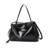 NICOLE & DORIS Women's Popular Handbag, Black Shoulder Bag, 2-Way, Double-Layer Design, Large Capacity, Perfect for School Entrance Ceremonies and