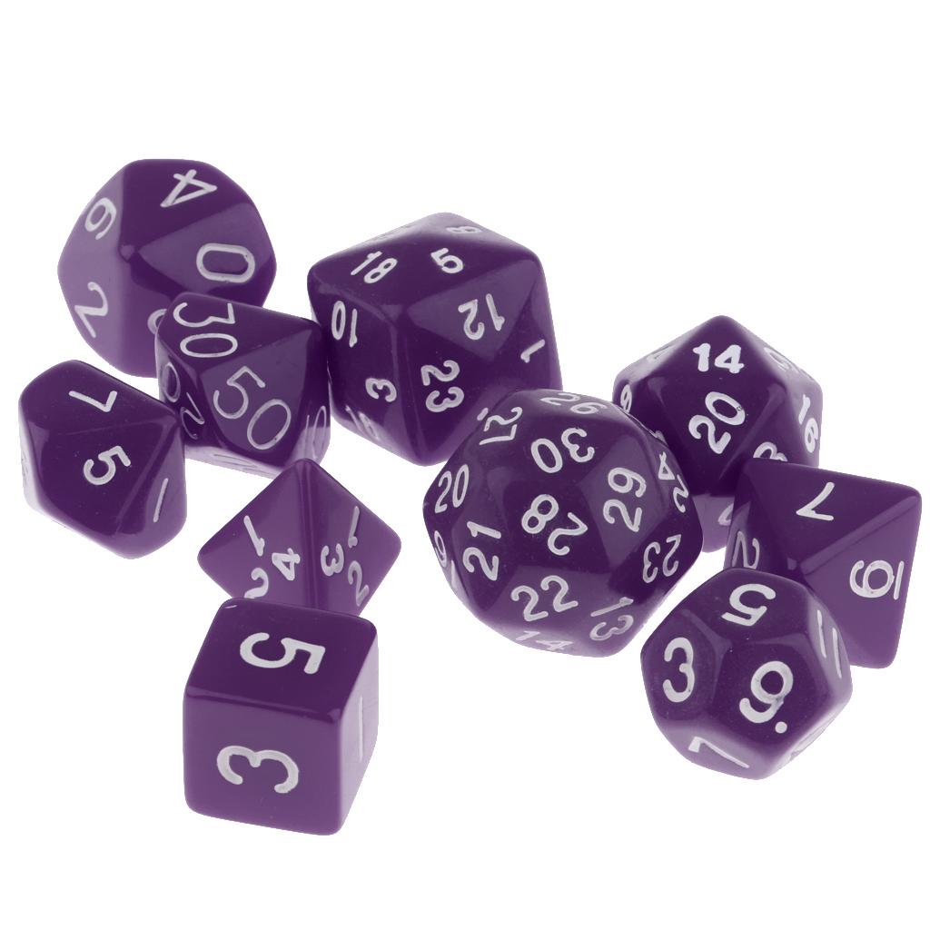 10 Stück Acryl s Set D mit Beutel Schwarz für Tischspiele, , DND RPG Gaming, Spielfertigkeits-Requisiten