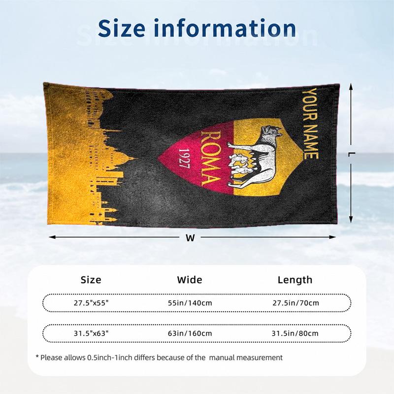 A.S Roma Custom Name Beach Towels Also Serve As Bath Towels Summer Essential a Musthave for the Outdoors the Beach and the Pool
