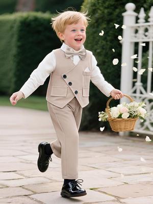 First Birthday Dress for Baby Boy: Spring & Autumn Long Sleeve Three-Piece Gentleman Suit
