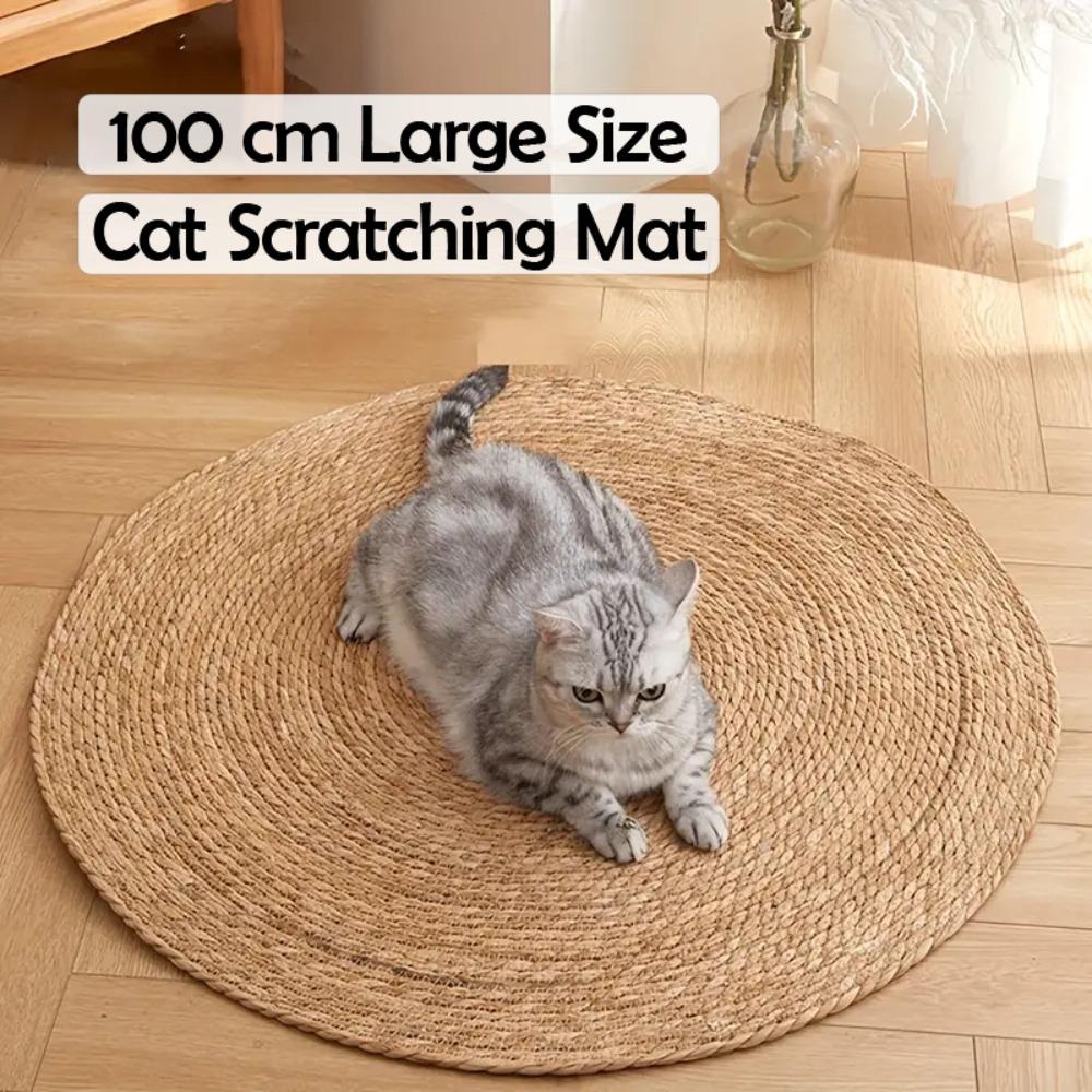 60CM/80CM/100CM Cat Scratcher Mat Natural Jute Scratching Pad, Reversible Cooling Sleeping Mat, For Indoor Cats Resting