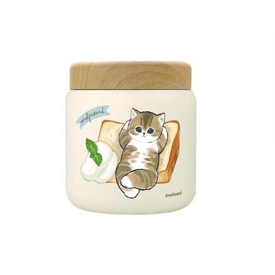 Mofusand Double Vacuum Stainless Steel Soup Pot 300ml [Chiffon Cake Nyan] Lunch Jar Thermal Insulation for Commuting To School Cute Cat 53-2155
