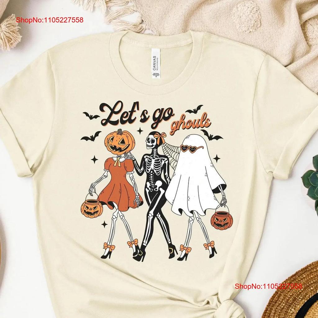 Lets Go Ghouls T Shirt Western Halloween Cowboy Ghost Party Fall Ghosts Vintage Unisex Stretched Fashion Stylish Homme