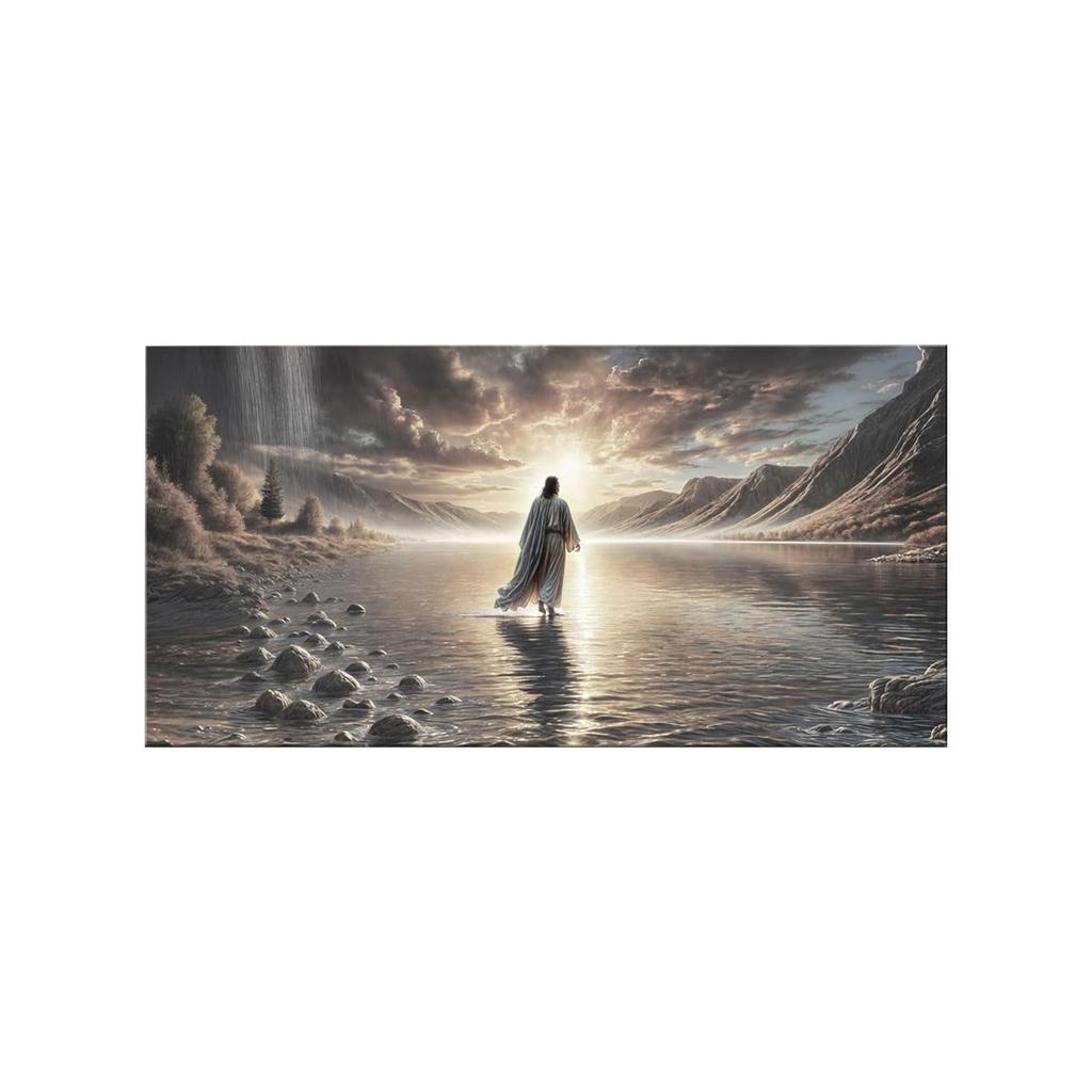 Walking Water Wall Art – UnFramed Canvas Decor For Living Room, Church, Or Space – Picture Of Walks Water, Religious Artwork