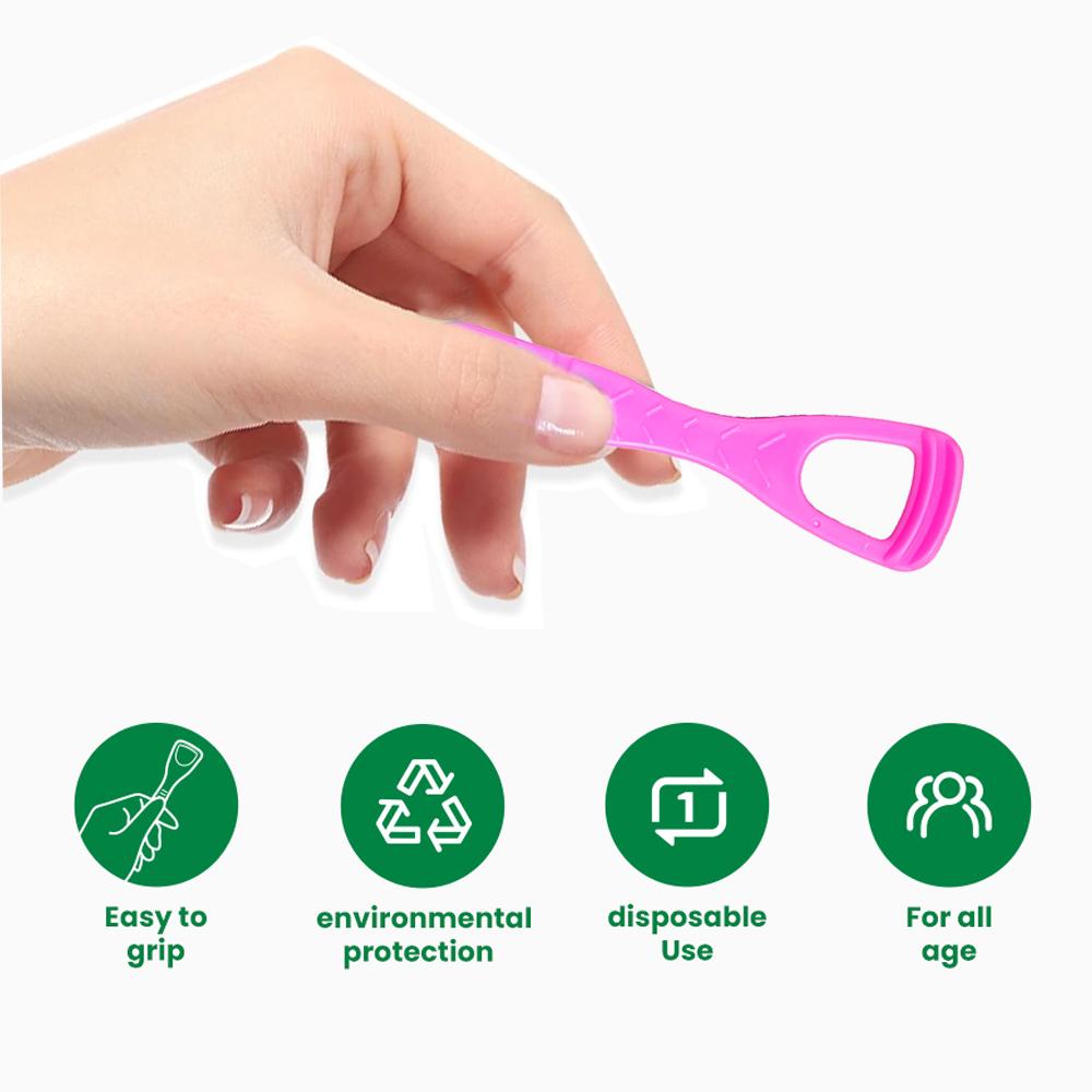 18Pcs Disposable Tongue Scraper With Dental Picks Double Side Cleaning Travel Oral Care Bpa Free Plastic Hygiene