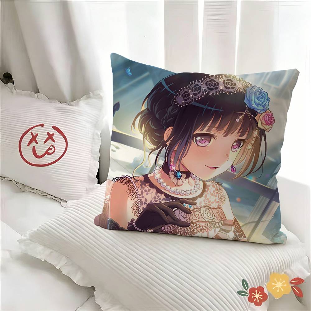 pc Anime BanG Dream Shirokane Rinko Pillow Case Fashion Square Pillowcase Bedroom Sofa Room Ins Decoration Leisure