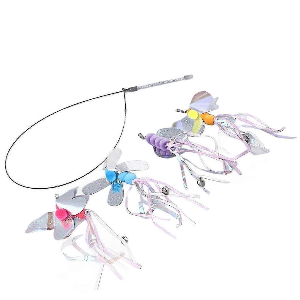 2025 Latest Model Cat Teaser Wand Toys Fun Interactive Cat Teaser Stick with 4pcs Replacea