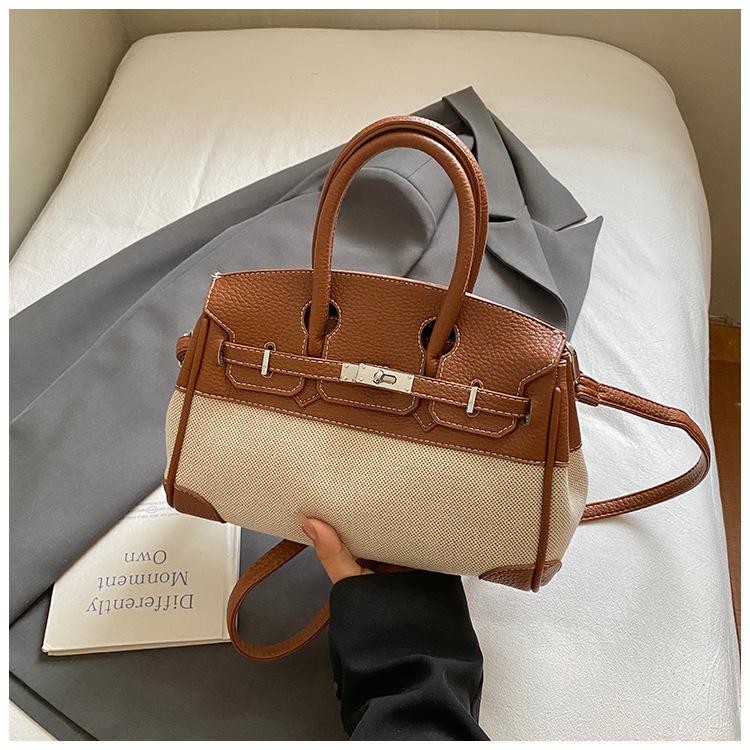 Premium sense portable contrasting platinum bag women s 2025 new large-capacity messenger bag portable Kelly bag women s bag 3470₽