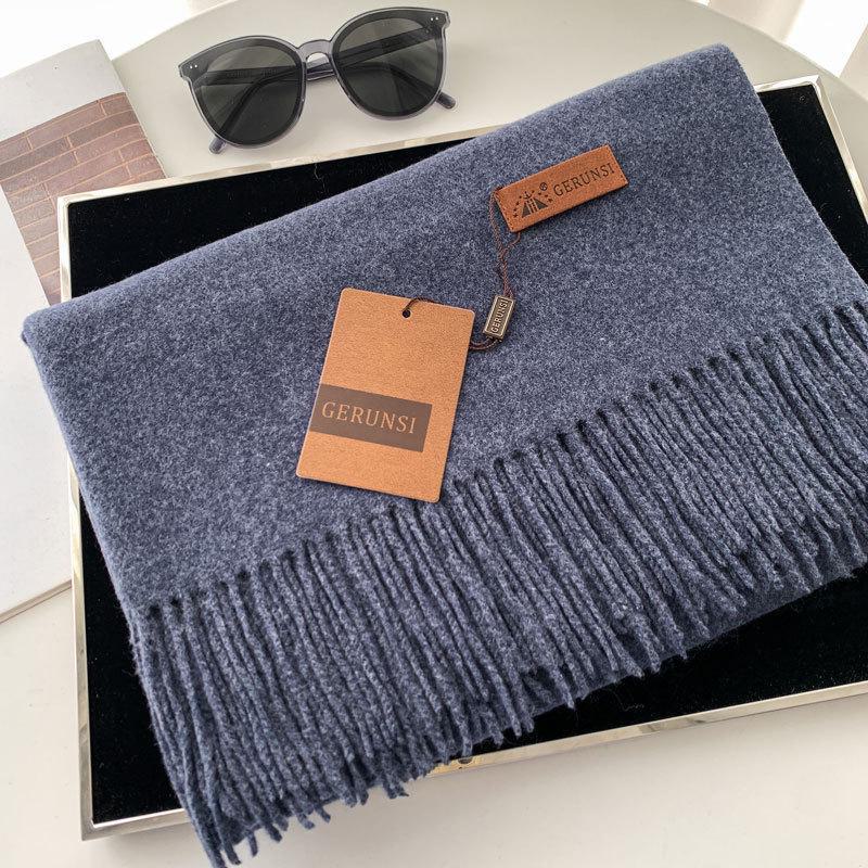 Women's 300g Solid Color Imitation Cashmere Scarf – High-End, All-Match, Warm Autumn/Winter Shawl.
