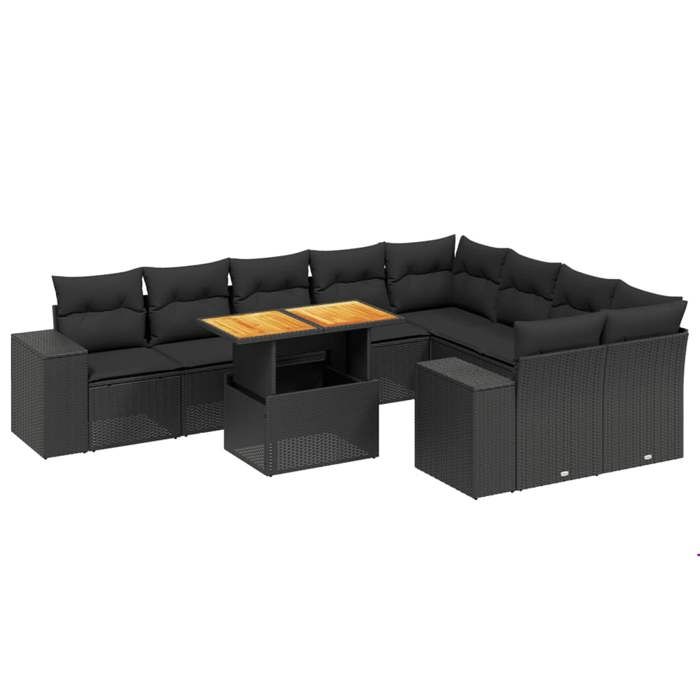 VidaXL Garden Lounge Set with Cushions 10 Pcs, Patio Sofas, Patio Furniture Set, Outdoor Furniture, Black 3272791