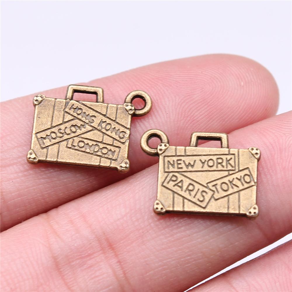 10pcs Vintage Bronze Color Travel Journey Aircraft Passport Trunk Charms Jewelry Making For Necklace Bracelet Keychain Making