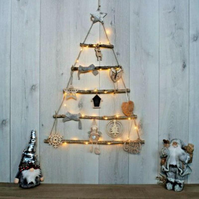 Shabby Chic Wall Hanging Pre-Lit DIY Wooden Ladder Christmas Tree