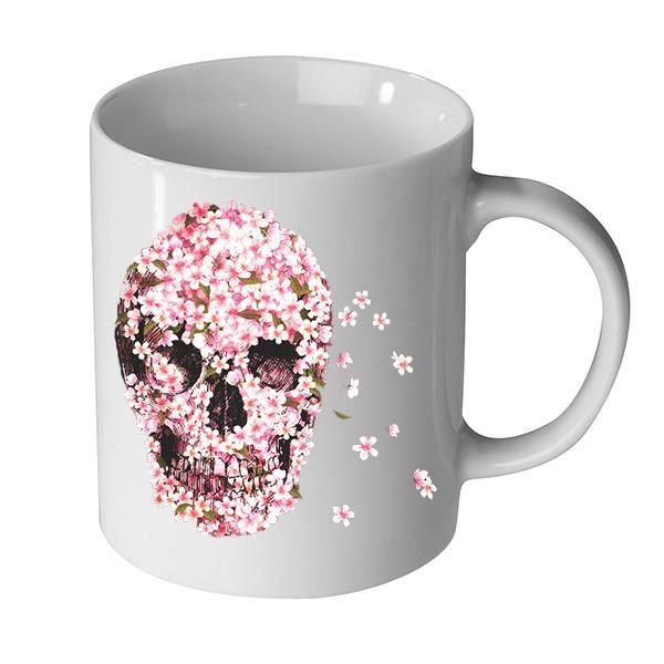 Skull Flowers Rose White Mug