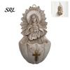 Religious Wall Art Sacred Heart of Mary Holy Water Font, Vintage Resin Retro Style Relief Basin Hanging, Catholic Decor Ornament for Home Entrance