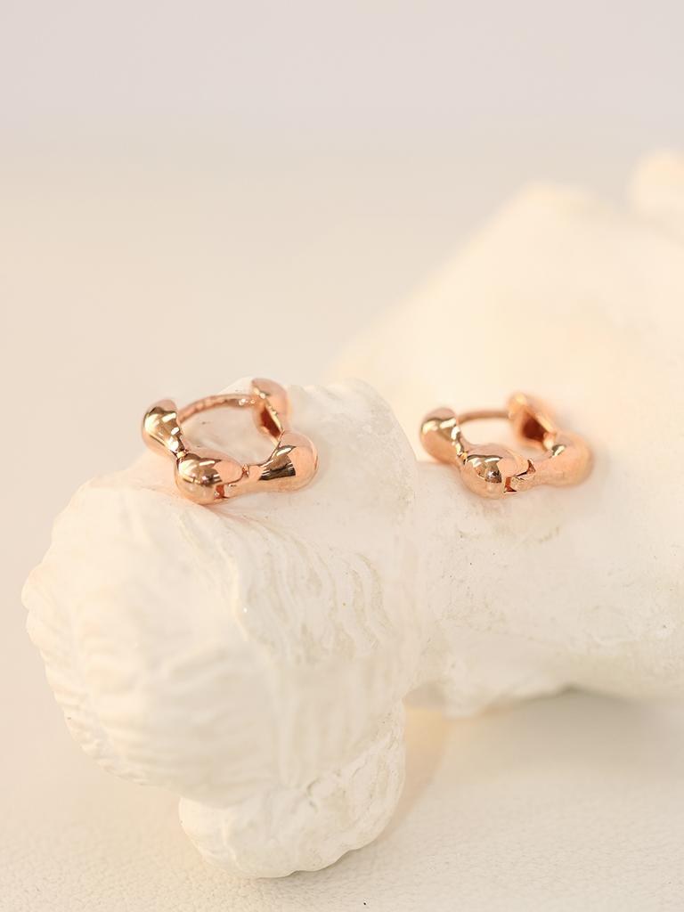 Minimalpiercing 14K 18K Mini Bubble Square One-Touch Ring Earrings