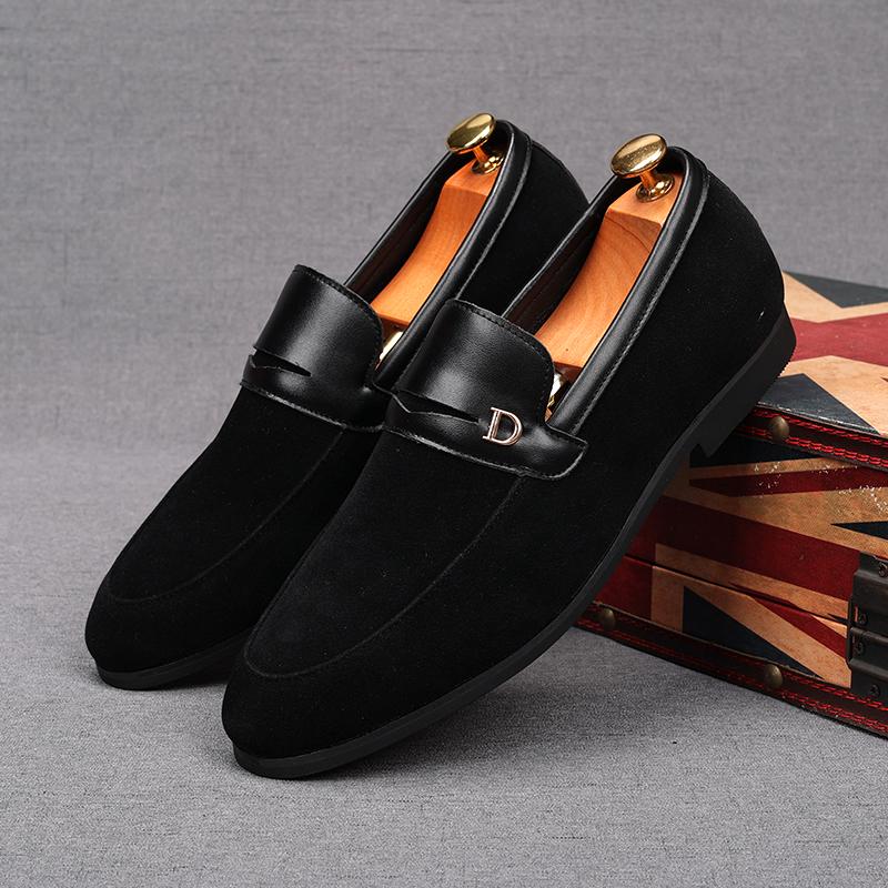 Fashion Fashion New Men's Suede Leather Flats Shoes Male Designer Comfortable Penny Loafter Homecoming Wedding Dress Footwear