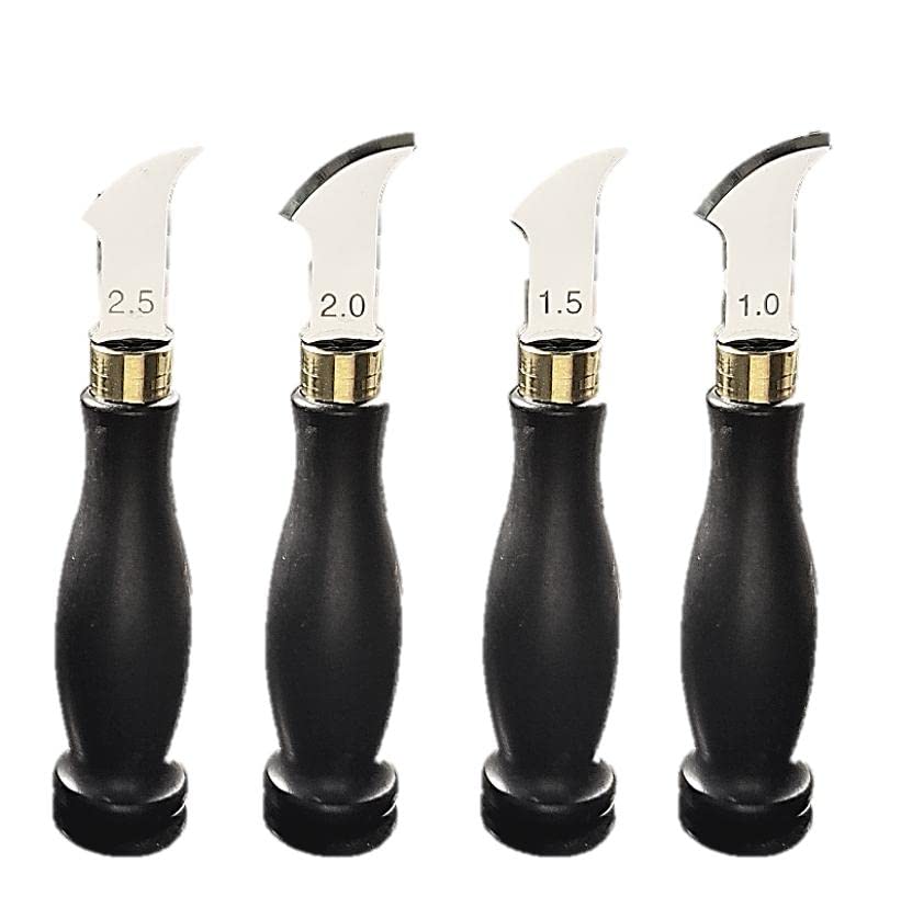 

STTS Leathercraft Premium Ebony (Set of 4, 1.0, 1.5, 2.0, 2.5mm) Edge Finishing, Twisting, Leather Tightening, Edge Twisting, Ball Twisting, Spatula