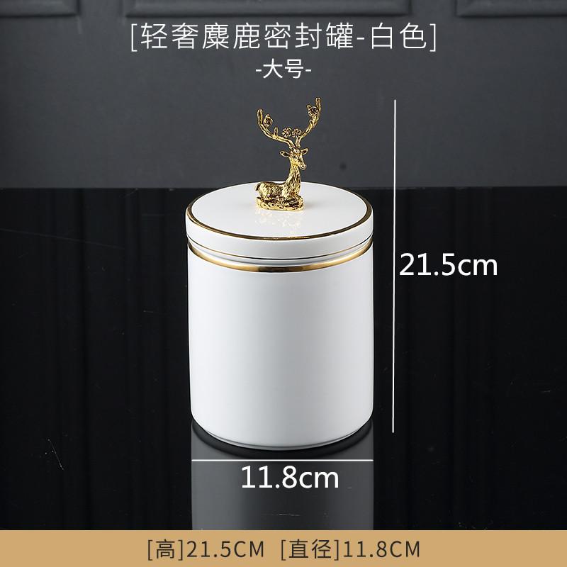 Ceramic Jar Storage Tank with Deer Cover Candy Jar Cotton Swab Box Food Container Snack Box Home Desktop Organizer Tissue Box