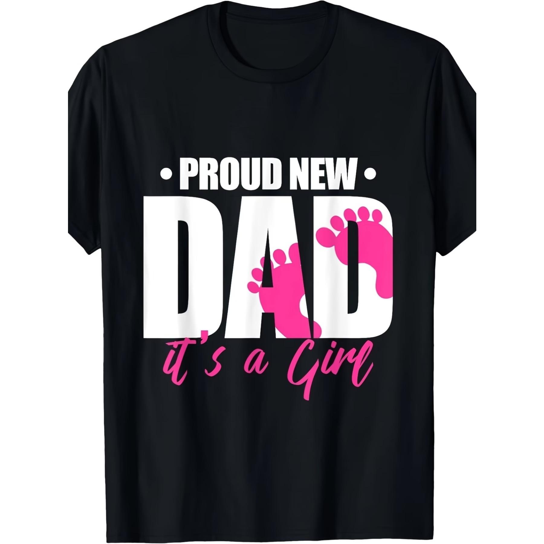 

Dad It s A T-Shirt - 220gsm Heavyweight Cotton Footprints & Slogan Print, Unisex Crew Neck Short Sleeve Shirt S чёрный