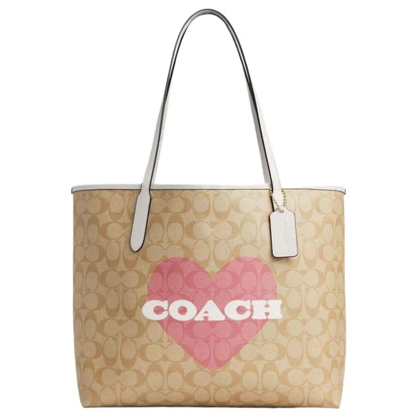 COACH City PVC Skin Tote Bag , Shopping Bag , Shoulder Bag Large Women's Light Khaki (Unisex) Shoulder Bags CP052 IMOTV