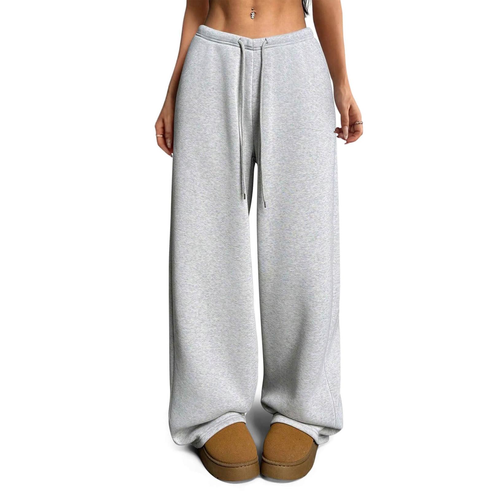 

Women s V-Waisted Wide Leg Sweatpants With Pockets XL світло-сірий колір