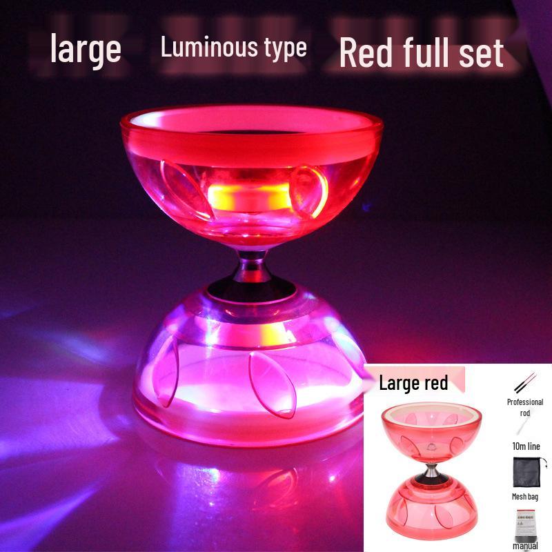 Beginner Student Diabolo Set with Three/Five-Bearing, Bell & Luminous Double-Head