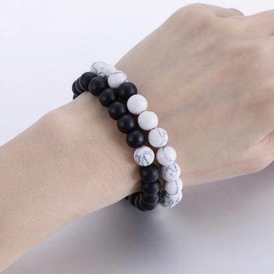 Couples Vintage Bracelet Women Men Natural Stone Yin Yang Beaded Bracelets 8mm Jewelry
