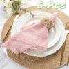 6PCS Rustic Style Burr Edge Cotton Napkin Retro Gauze Tea Towel Classic Raw Edge Cloth Napkin  Party