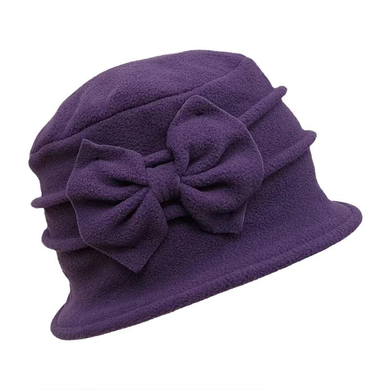 Womens Bell Beret Hat French elegant Vintage Floral Fleece Cloche Hat Classic Winter 1920s Bucket Hat